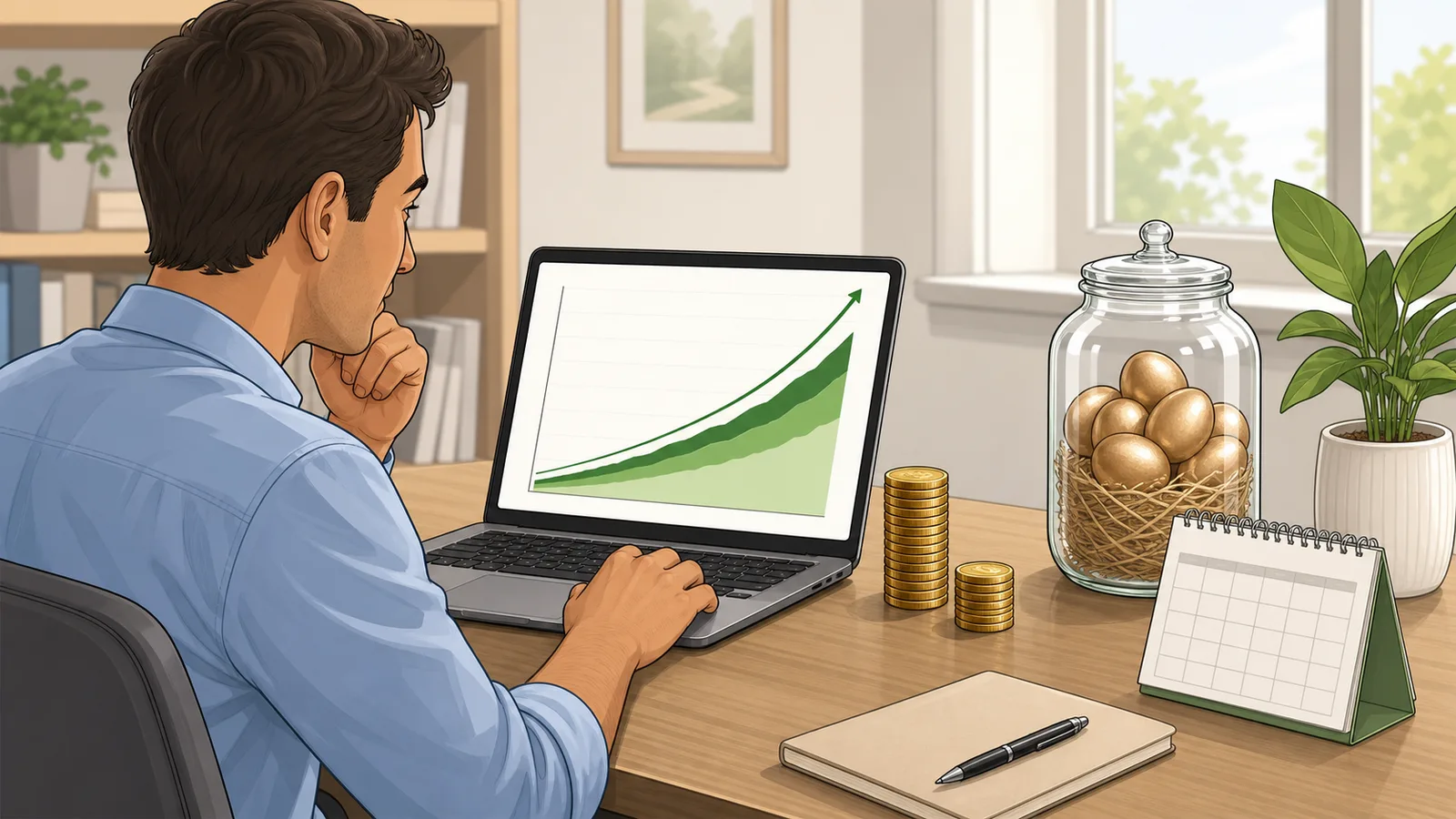 401(k) Calculator instructional illustration