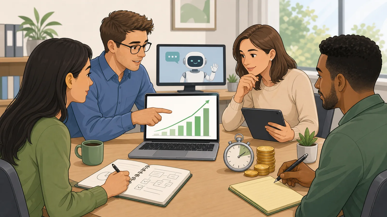 AI ROI Calculator instructional illustration