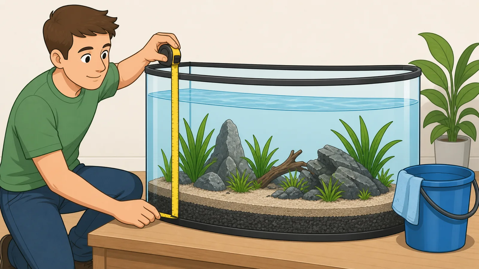 Aquarium Volume Calculator instructional illustration