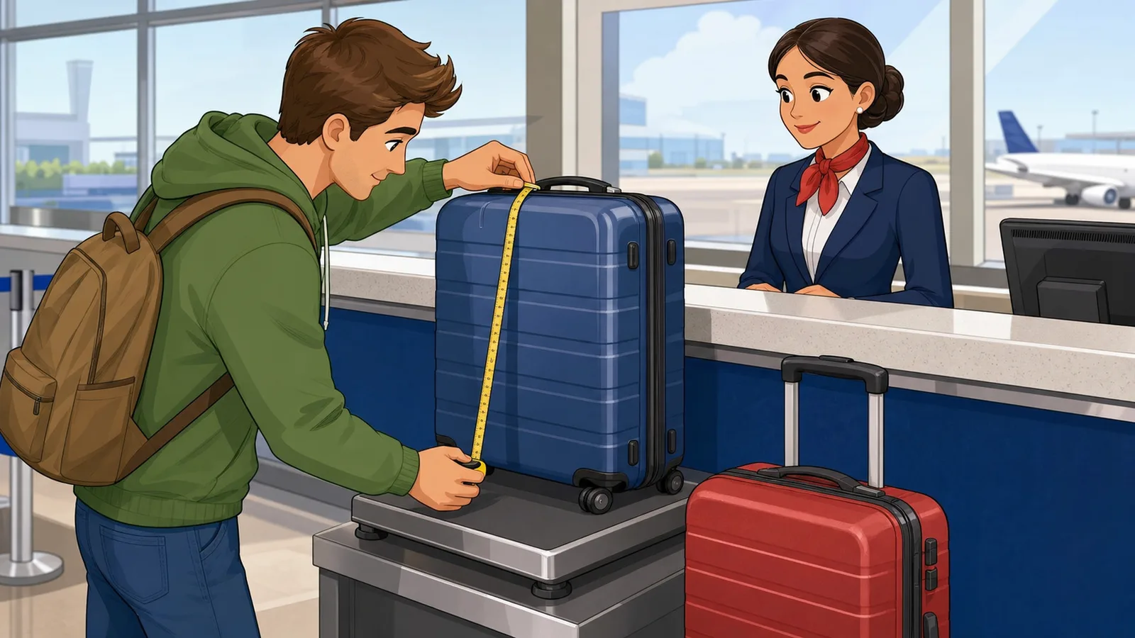 Baggage Allowance Overweight Fee Calculator instructional illustration