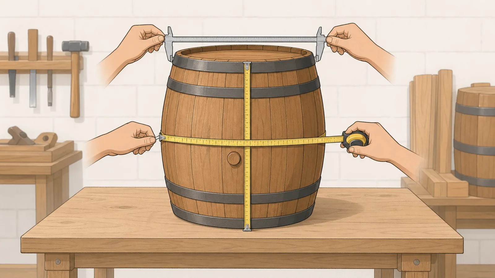 Barrel Volume Calculator instructional illustration