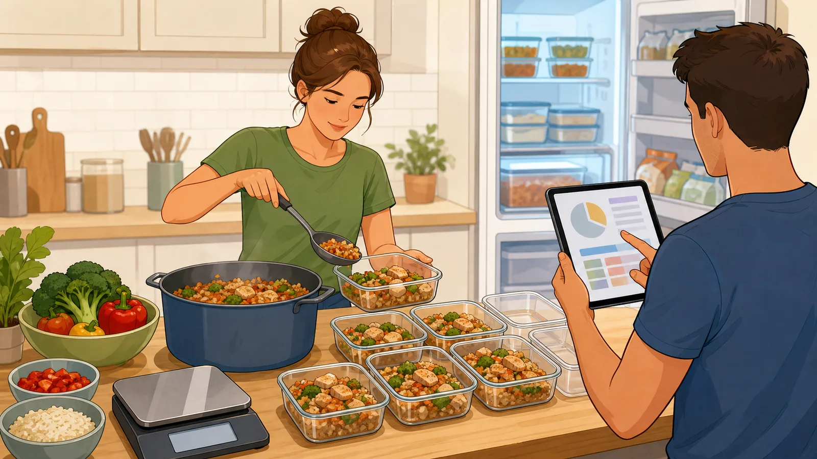 Batch Cooking Calculator instructional illustration