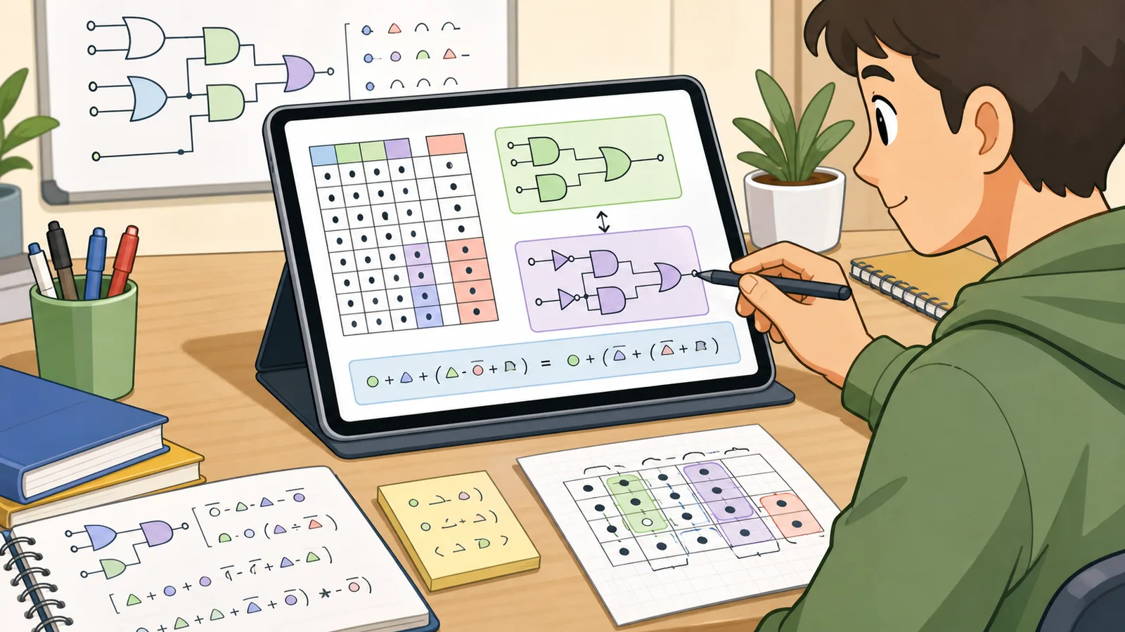 Boolean Algebra Calculator instructional illustration