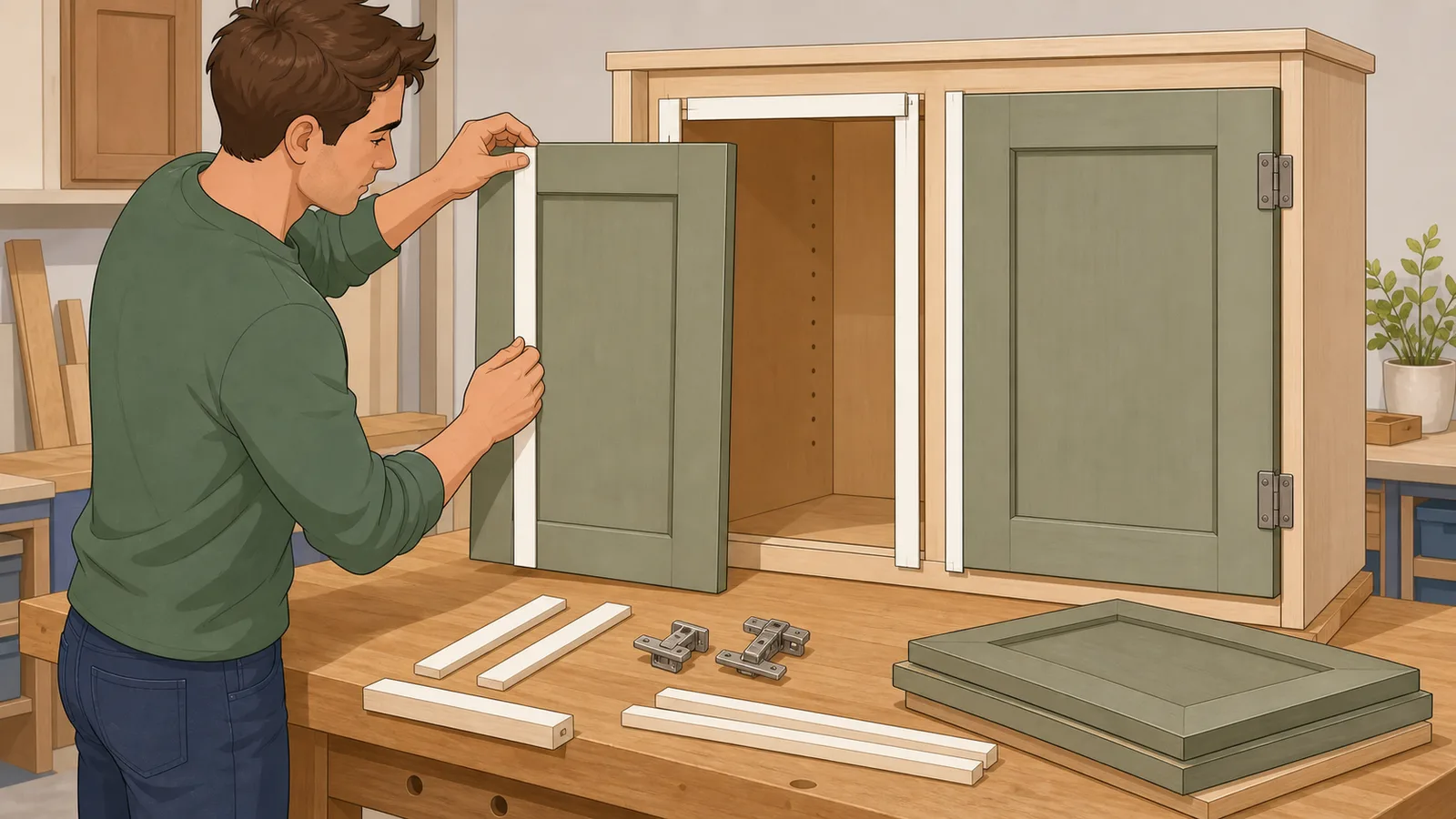 Cabinet Door Calculator instructional illustration