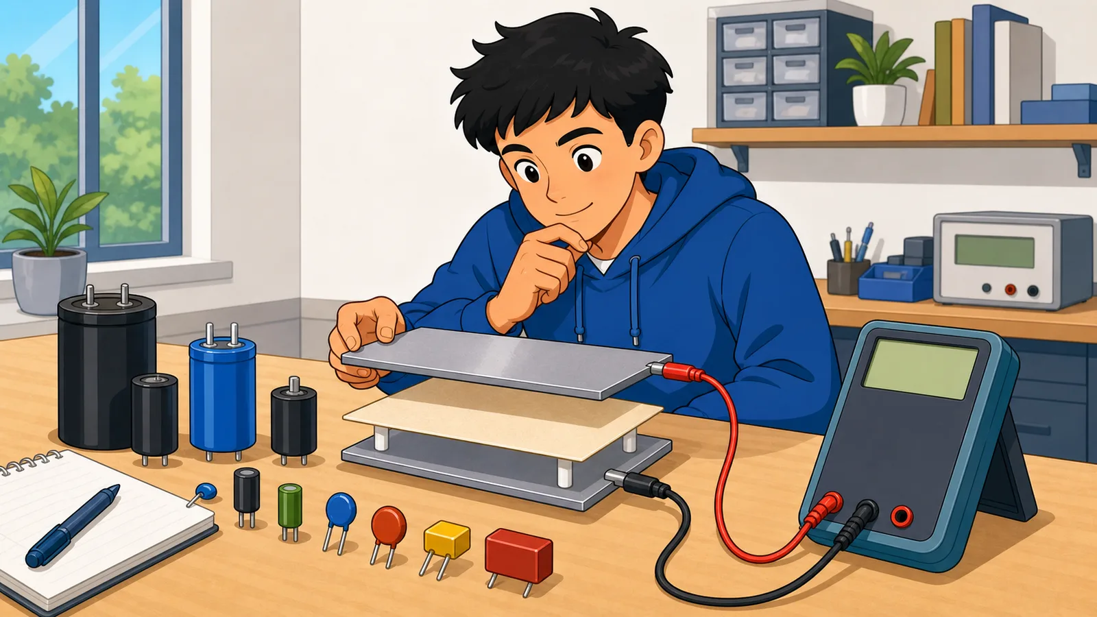 Capacitance Calculator instructional illustration
