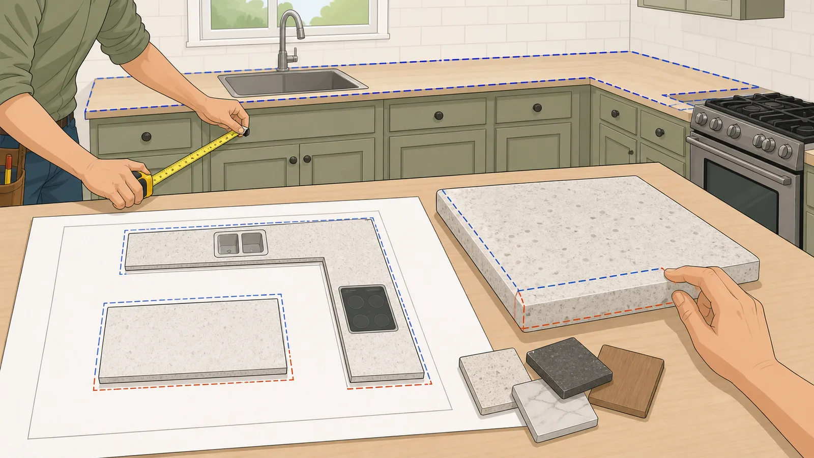 Countertop Calculator instructional illustration