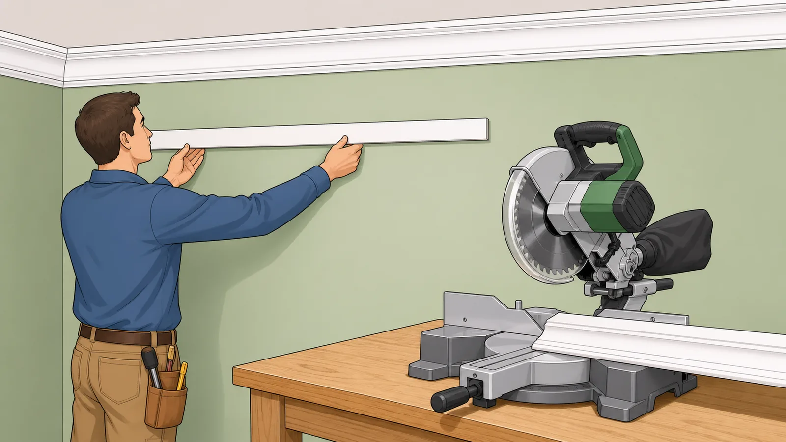 Crown Molding Calculator instructional illustration