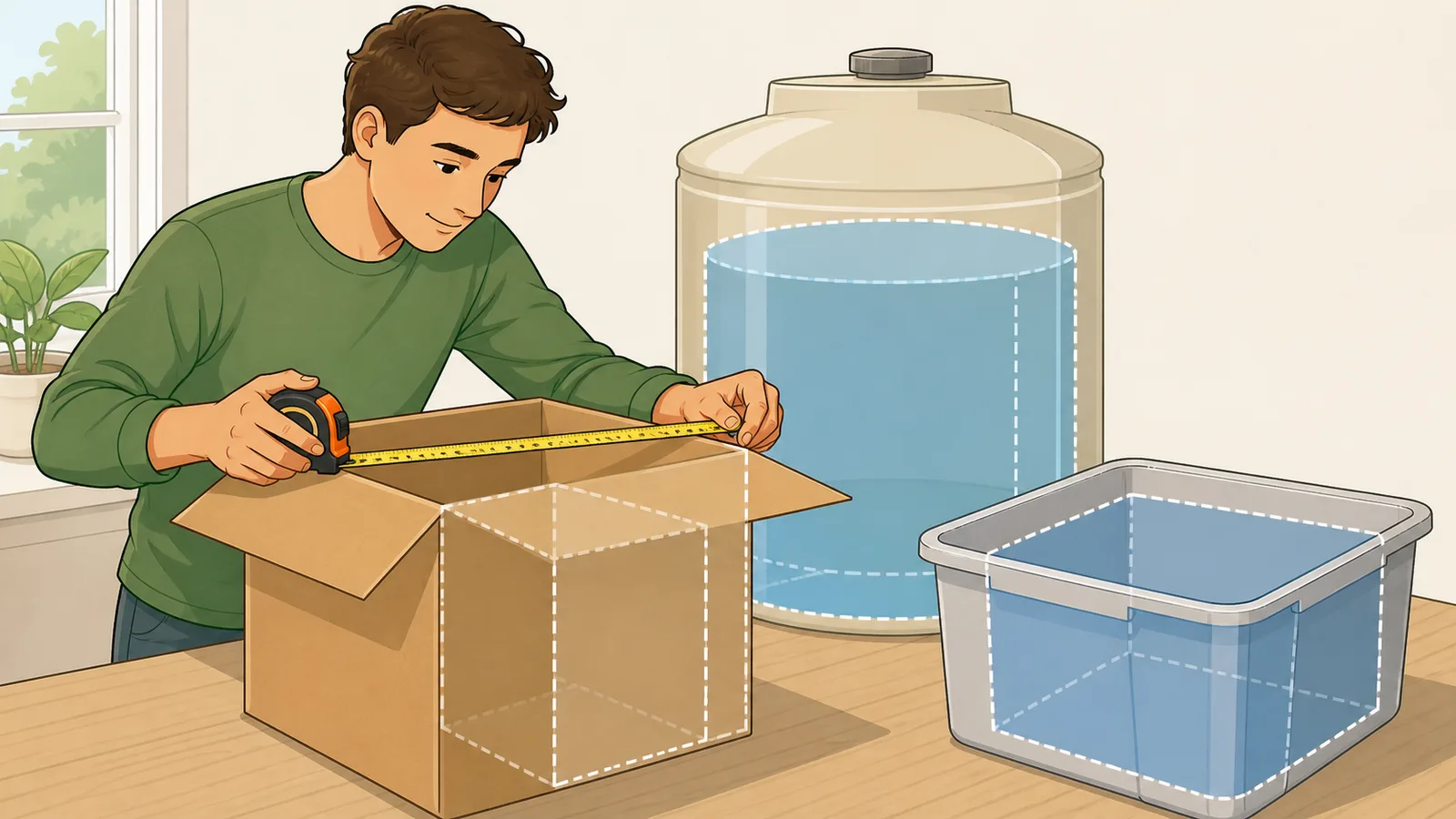 Cubic Feet Calculator & Cubic Dimension Converter instructional illustration