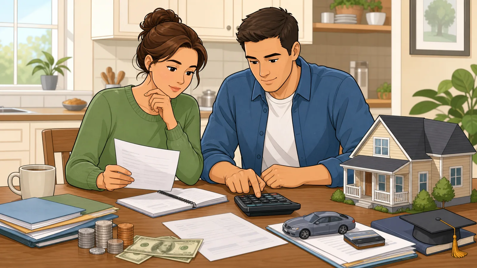 Debt-to-Income Ratio Calculator instructional illustration