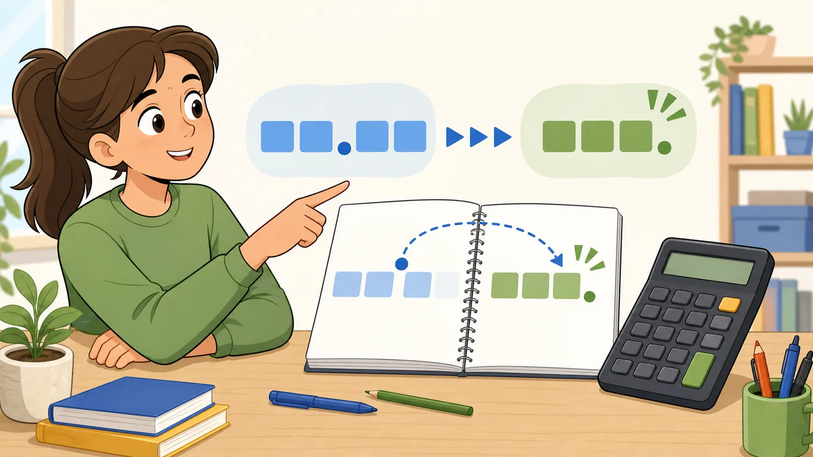 Decimal to Percent Calculator instructional illustration