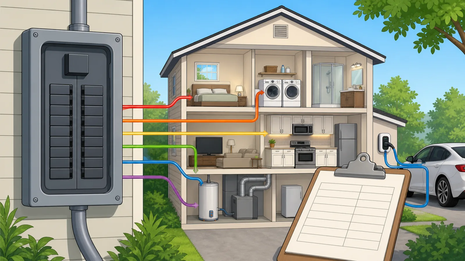 Electrical Load Calculator instructional illustration