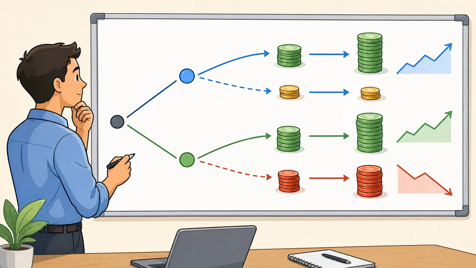 EMV Calculator instructional illustration