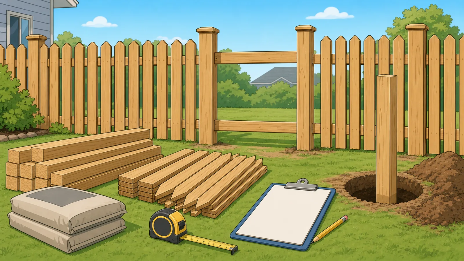 Fence Calculator instructional illustration