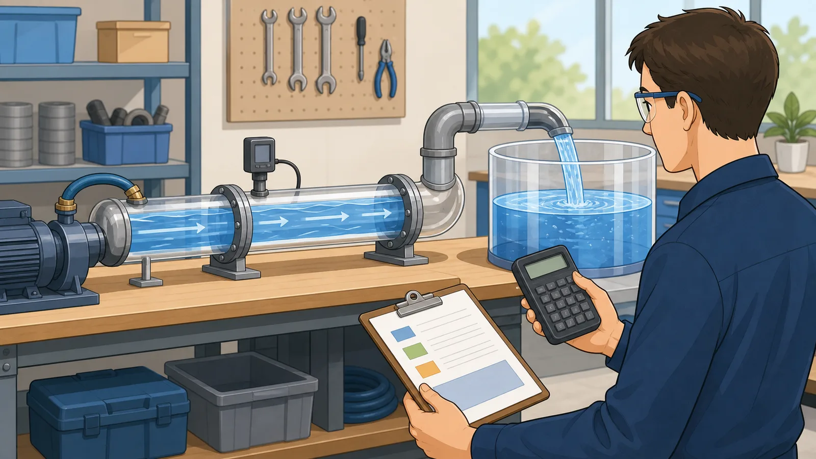 Flow Rate Calculator instructional illustration