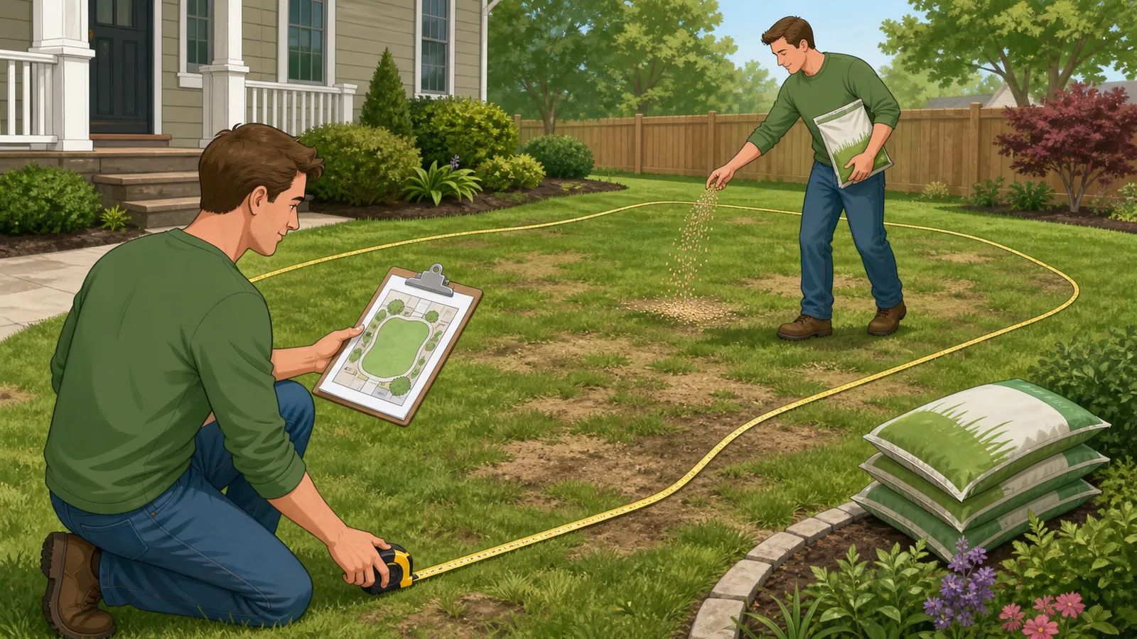 Grass Seed Calculator instructional illustration