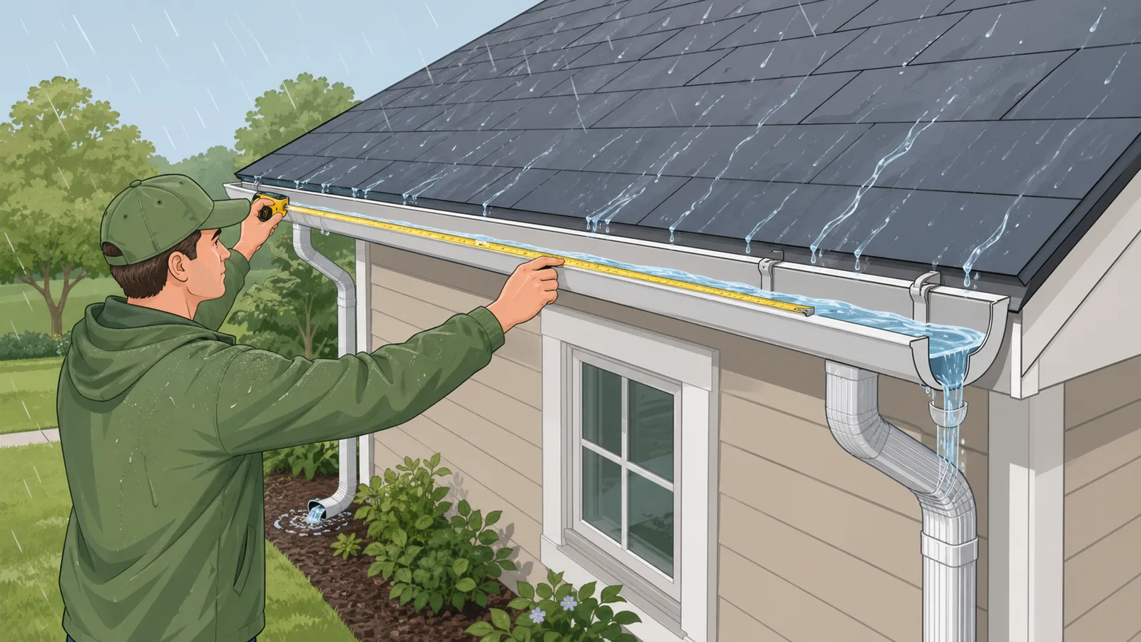 Gutter Sizing Calculator instructional illustration