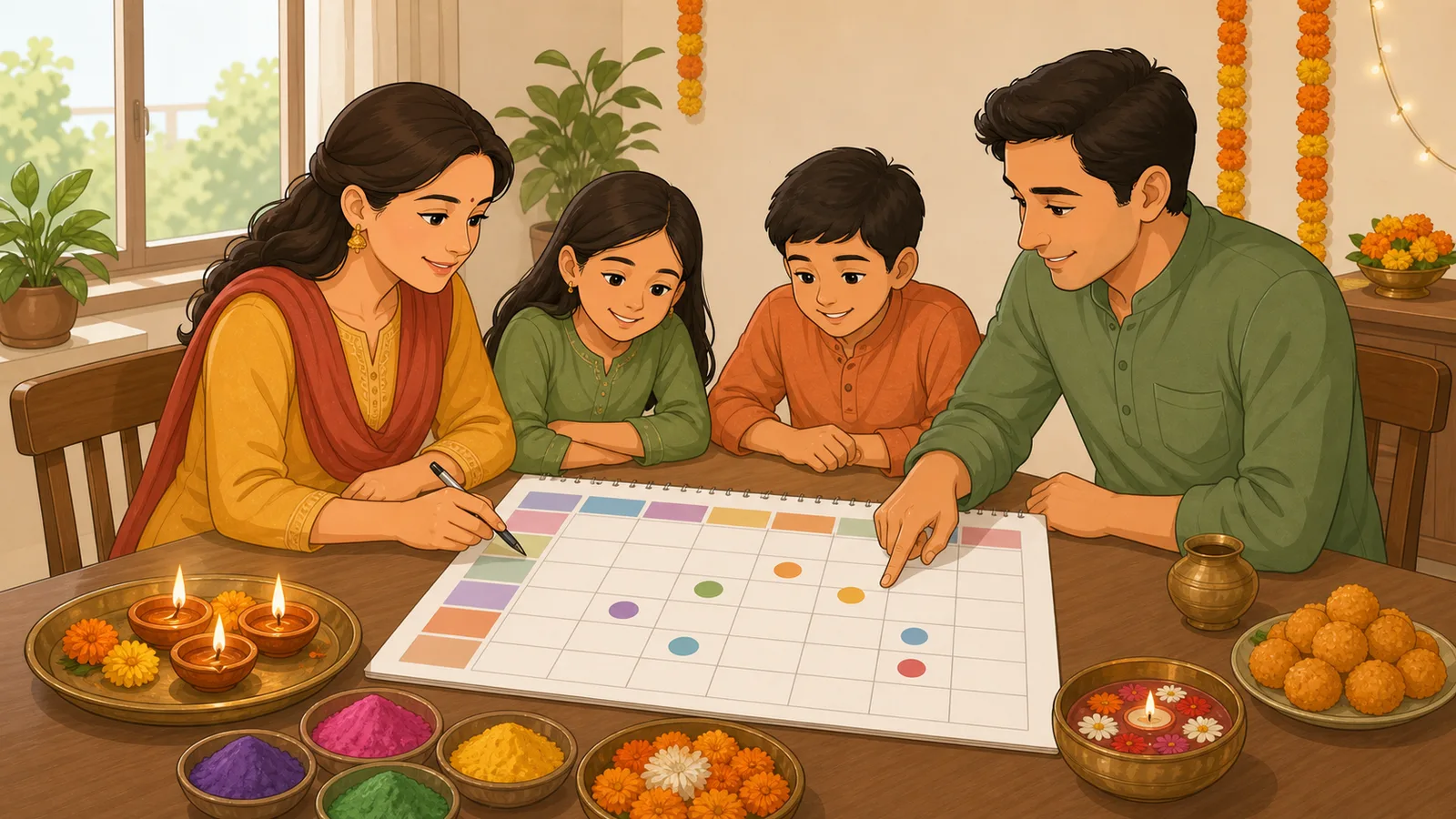 Hindu Festival Calculator instructional illustration