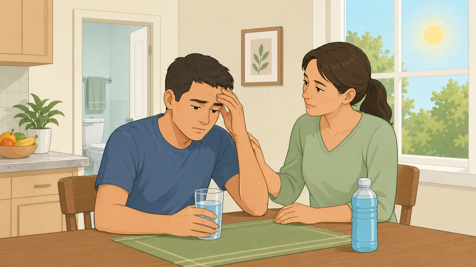 Hydration Symptom Checker instructional illustration