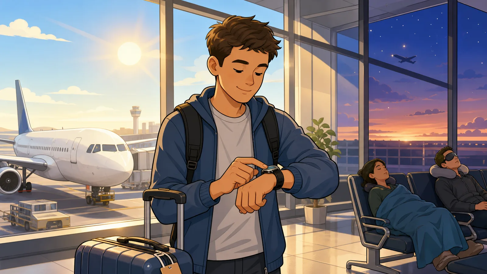 Jet Lag Calculator instructional illustration