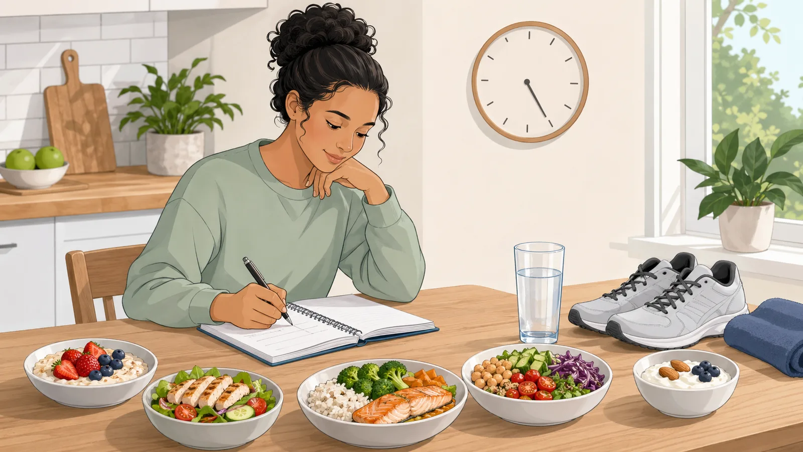 Meal Timing Calculator instructional illustration