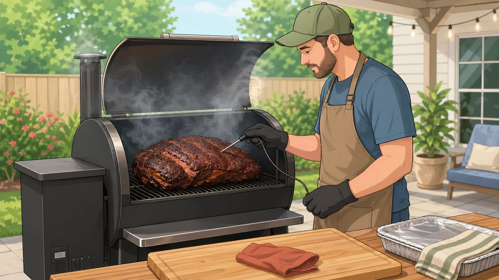 Meat Smoking Time Calculator instructional illustration