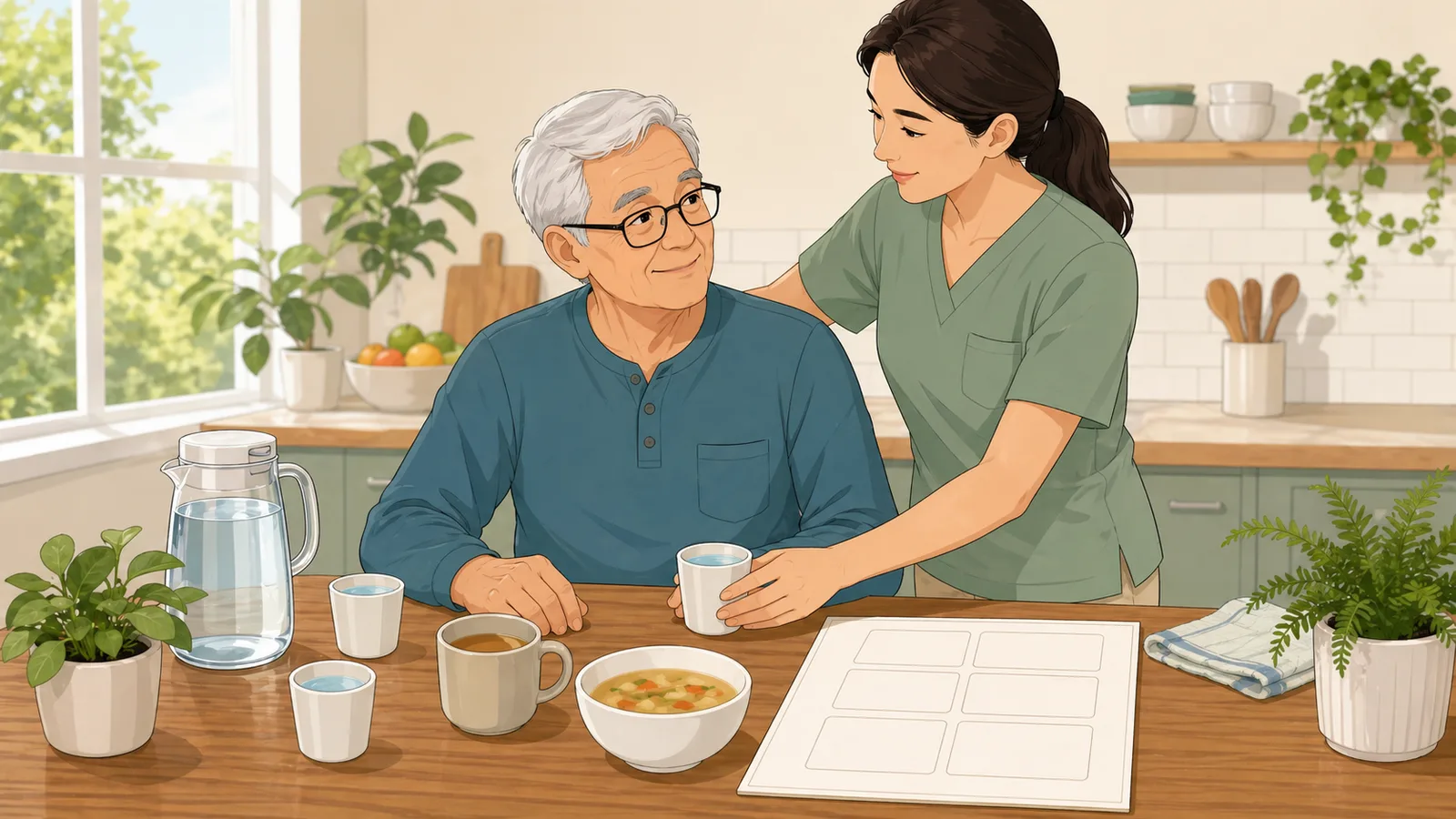 Older Adult Hydration Calculator instructional illustration