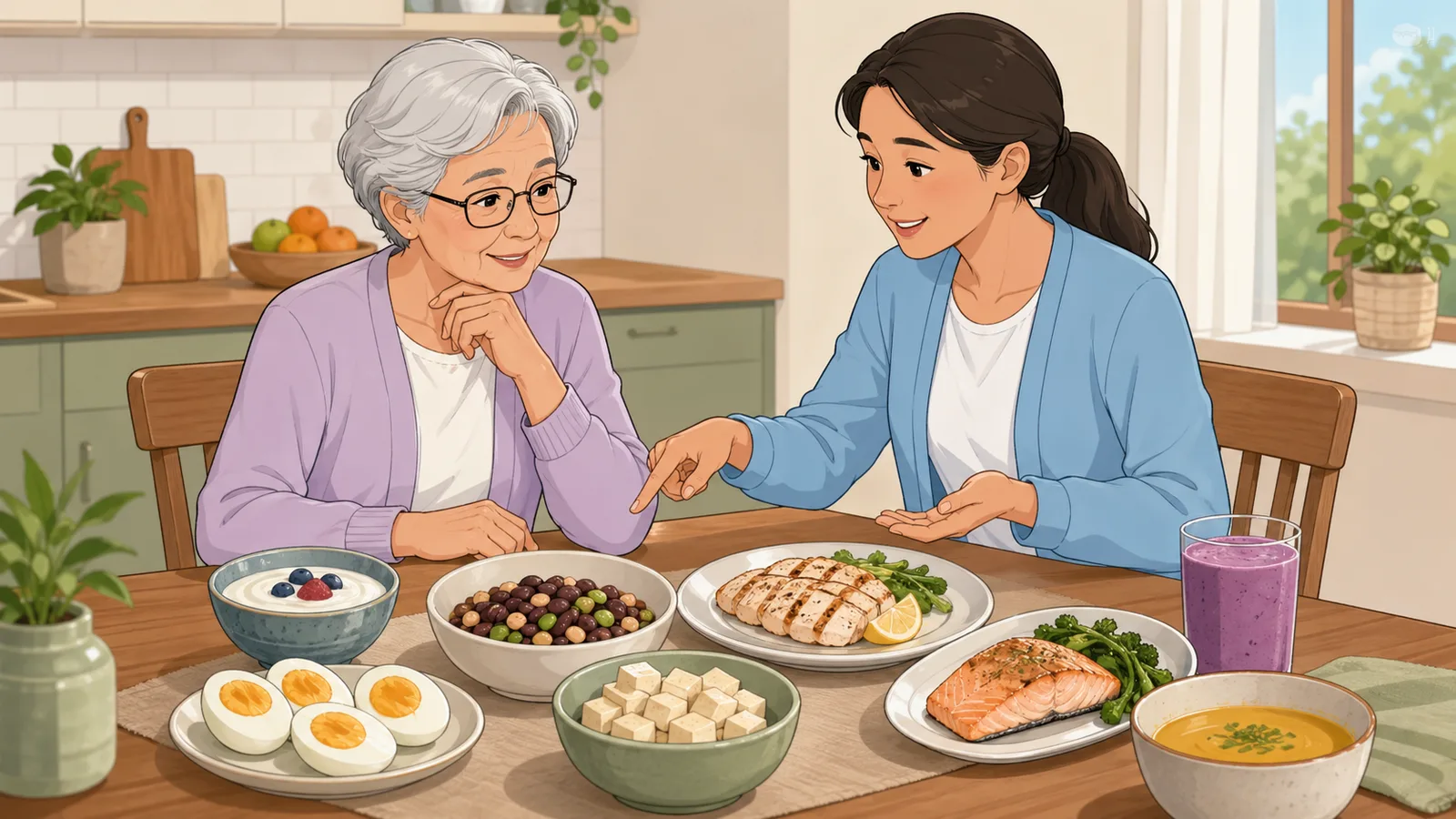 Older Adult Protein Calculator instructional illustration