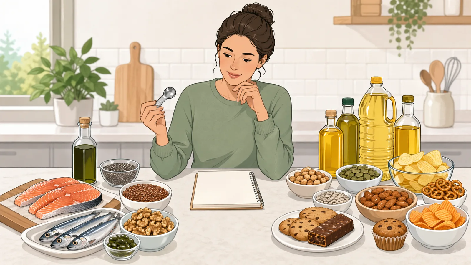 Omega-6 to Omega-3 Ratio Calculator instructional illustration