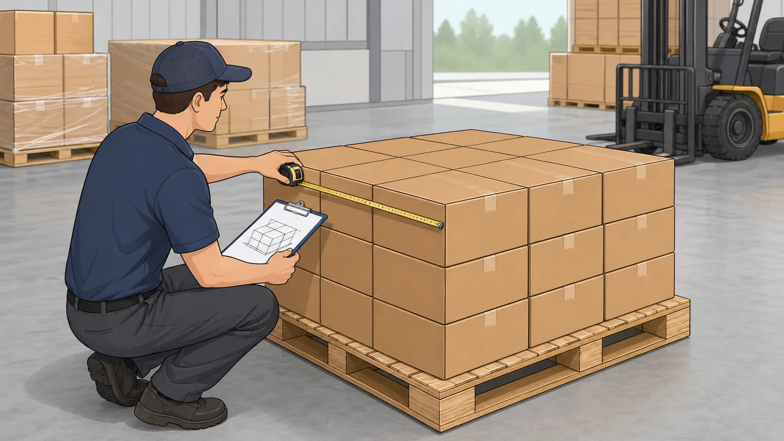 Pallet Calculator instructional illustration