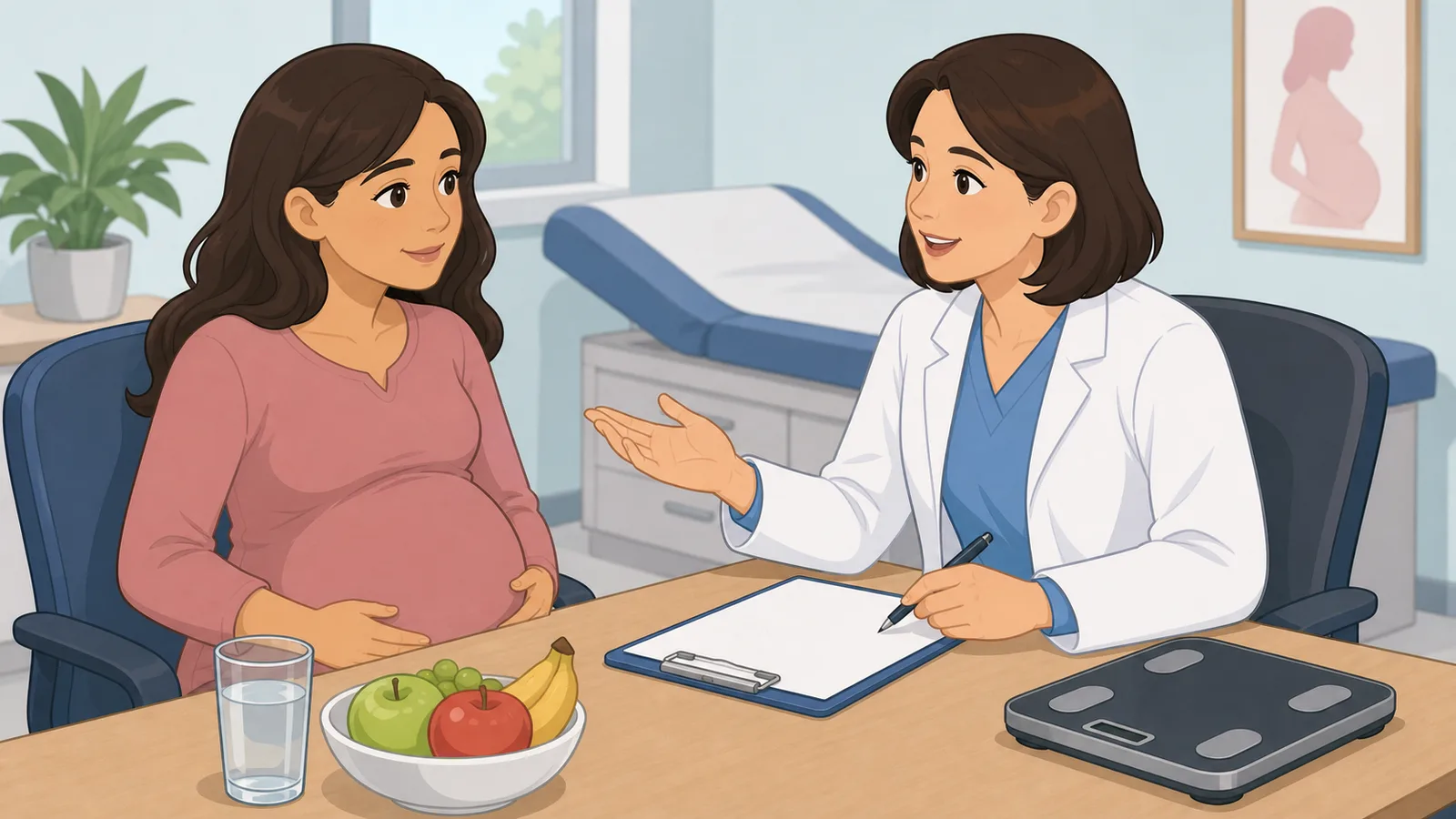 Pregnancy Weight Gain Calculator instructional illustration