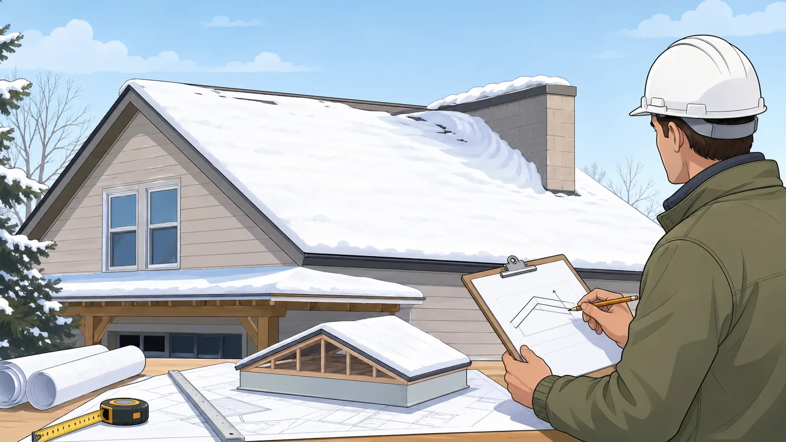 Roof Snow Load Calculator instructional illustration
