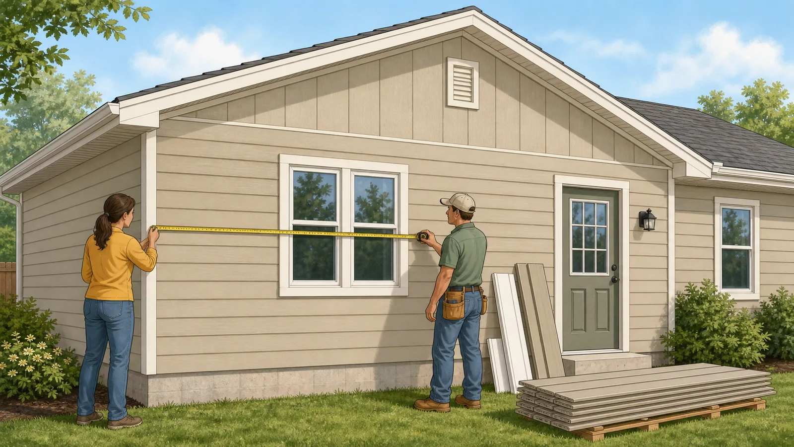 Siding Material Calculator instructional illustration