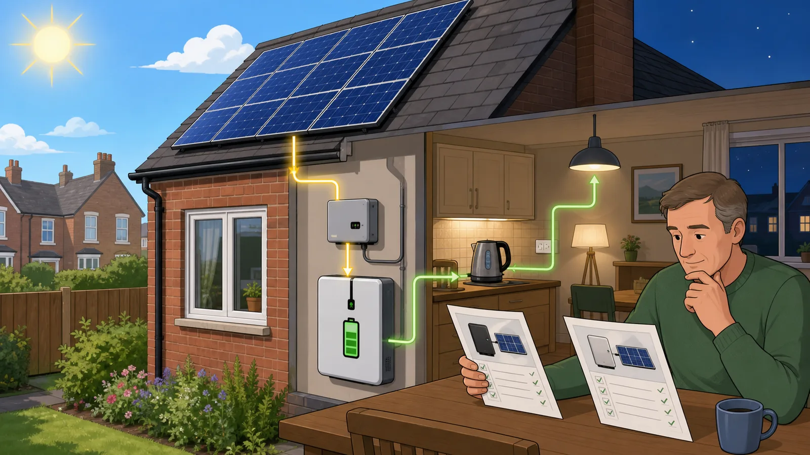 Solar Battery Payback Calculator instructional illustration