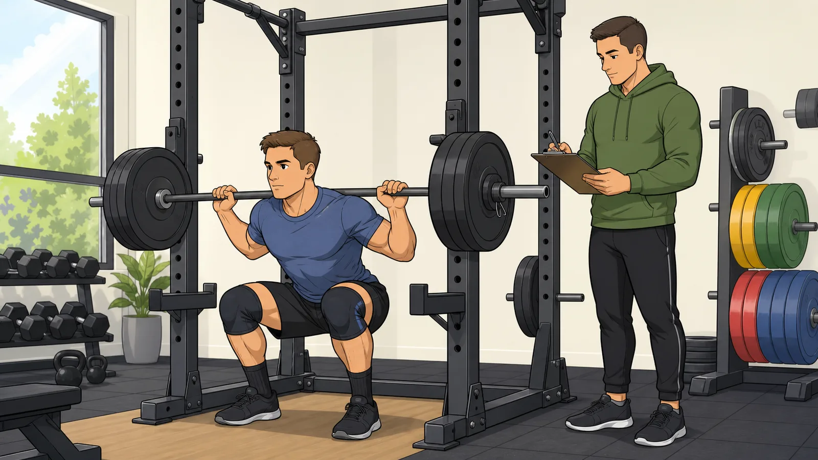 Squat Max Calculator instructional illustration