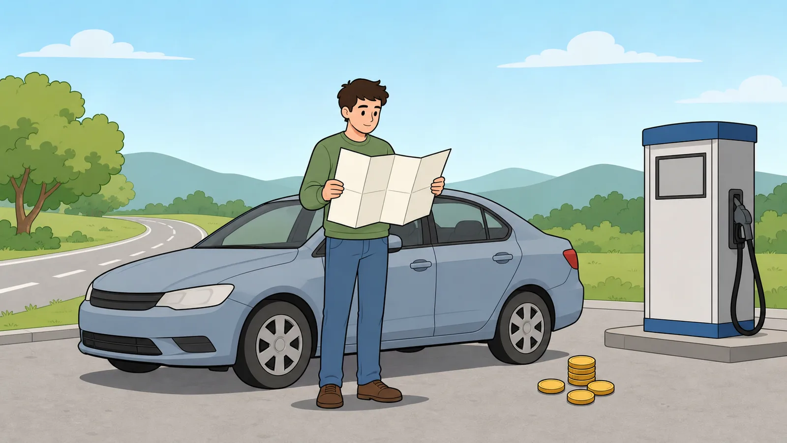 Trip Cost Calculator instructional illustration